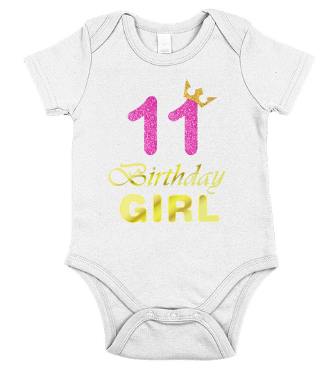 Gift For 11 Years Old Shirt 11th Golden Birthday Girl Short Sleeve Baby One-Piece