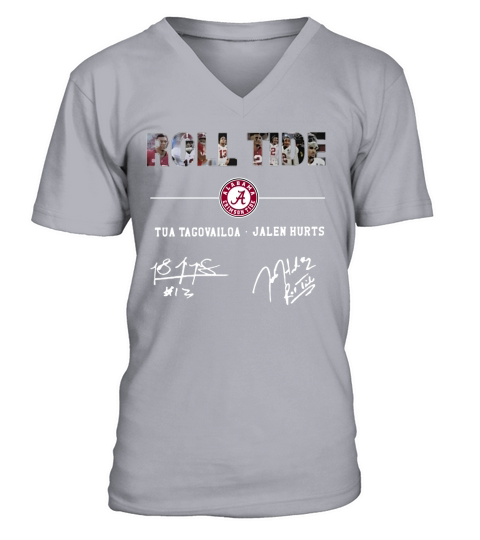 Alabama Roll Tide Signature –  Tua Tagovailoa, Jalen Hurts V-Neck T-shirt