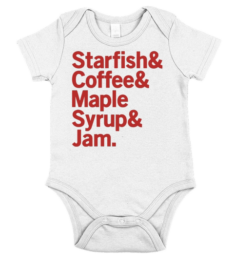 Starfish &amp;amp; Coffee &amp;amp; Maple Syrup &amp;amp; Jam Prince Desig Short Sleeve Baby One-Piece