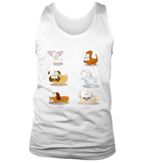 Cute Six Cartoon Dogs Chihuahua Dachshund Poodle Pug T Shirt Tank Top Unisex