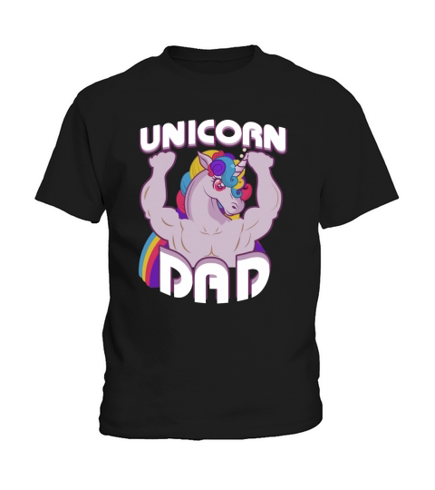 Unicorn Dad T Shirt With Rainbow Kids T-Shirt