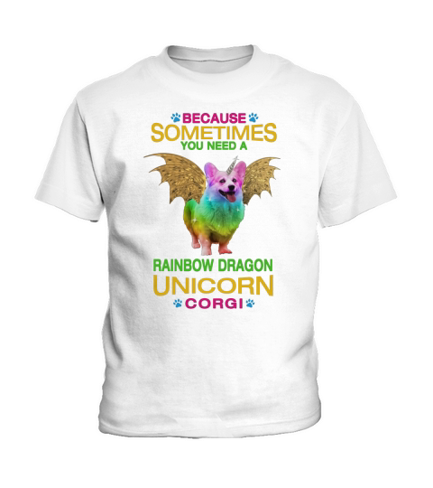 Rainbow Dragon Unicorn corgi Shirt Kids T-Shirt