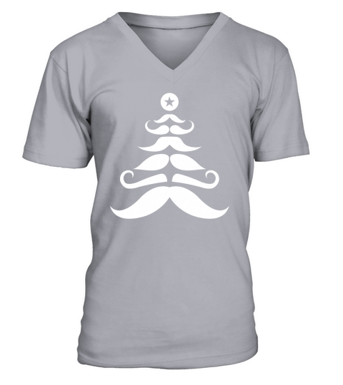 Santas Mustache Christmas Tree V-Neck T-shirt