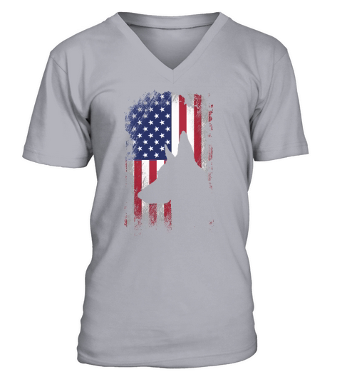 German Shepherd American Flag Shirt USA Patriotic Dog Gift V-Neck T-shirt