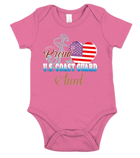 Proud U.S. Coast Guard Aunt Patriotic Heart T Shirt Short Sleeve Baby One-Piece