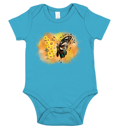 Butterfly Sunflower sublimation Short Sleeve Baby One-Piece