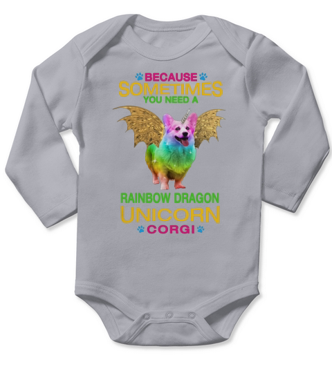 Rainbow Dragon Unicorn corgi Shirt Long Sleeve Baby One-Piece
