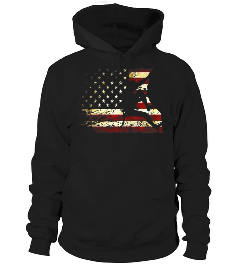 Rock Climbing American Flag Hoodie Unisex
