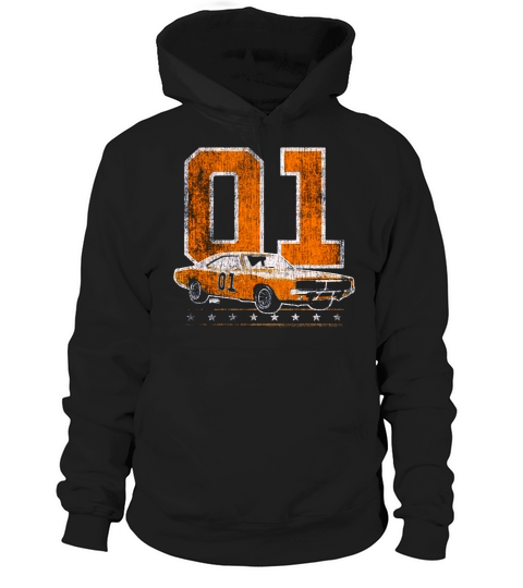 DUKES OF HAZZARD GENERAL LEE 2 COLOR VINTAGE ON ORANGE Hoodie Unisex