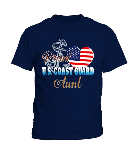 Proud U.S. Coast Guard Aunt Patriotic Heart T Shirt Kids T-Shirt