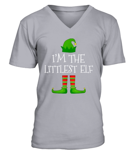 Premium I’m The Littlest Elf Family Matching Christmas Pajama Gifts sweater - Unisex Long Sleeve V-Neck T-shirt