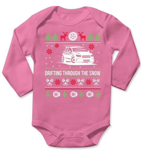 Drifting Through The Snow Car Ugly Christmas Shirt Long Sleeve Baby One-Piece