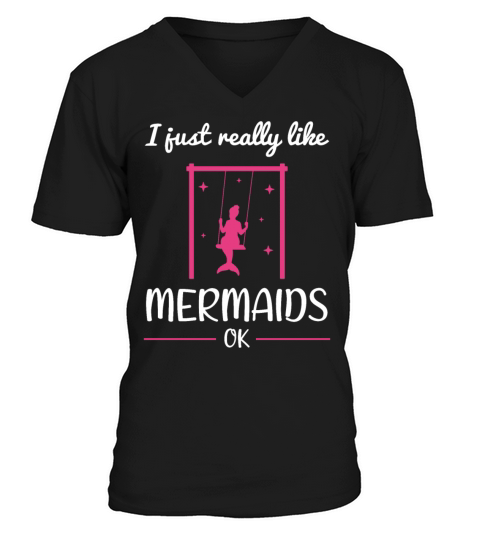 Mermaid Quote Women Girls Gift Mermaid With Stars V-Neck T-shirt