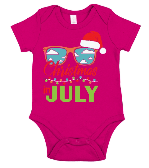 Xmas in July Santa Hat Short Sleeve Baby One-Piece