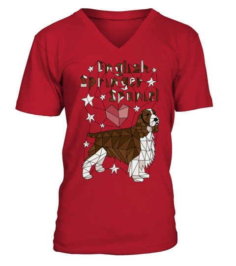 Geometric English Springer Spaniel V-Neck T-shirt