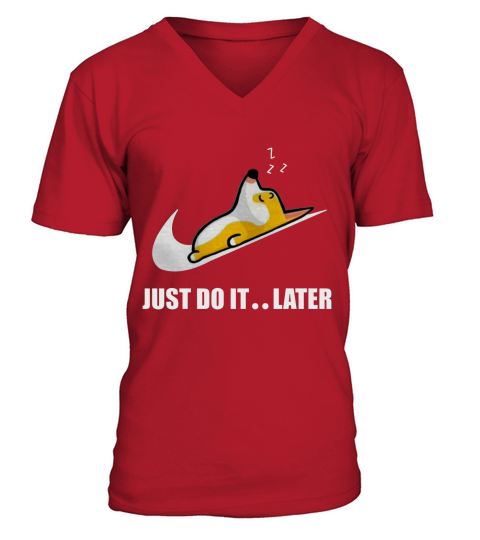 Corgi Always Sleeping V-Neck T-shirt