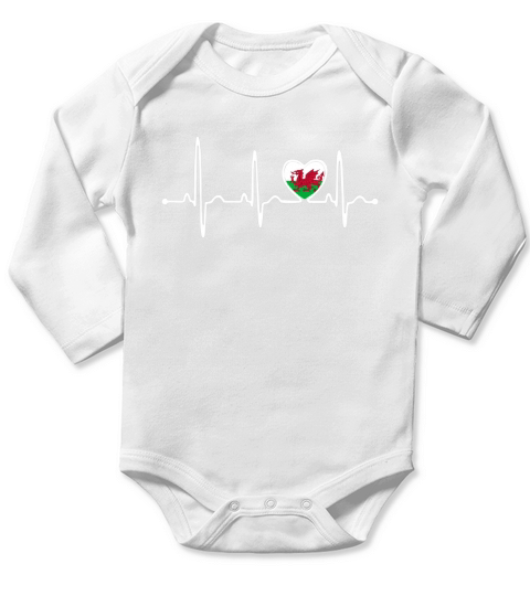 Wales Country Flag Heartbeat Long Sleeve Baby One-Piece