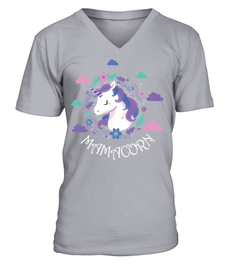 Unicorn Womens Funny Mamacorn Unicorn Costume Mom V-Neck T-shirt
