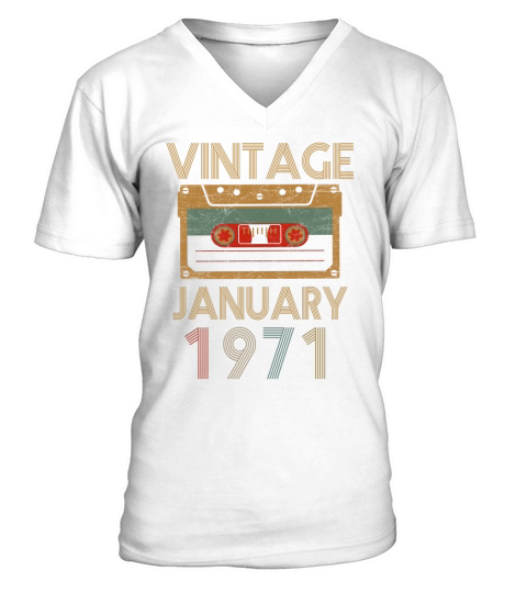 Vintage January 1971 Birthday V-Neck T-shirt