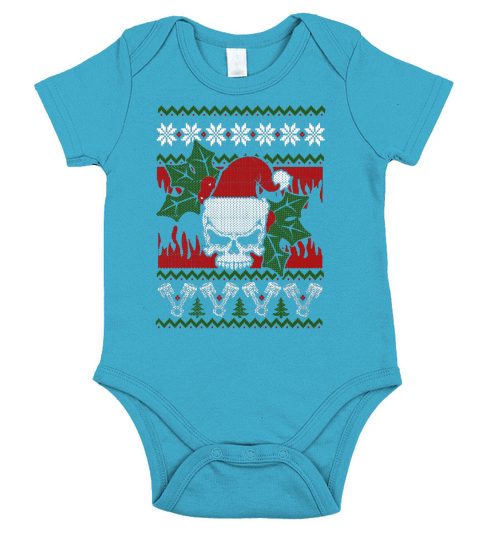 Ugly Christmas Sweater biker Short Sleeve Baby One-Piece