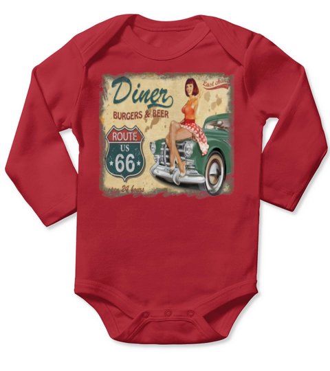 Route 66 Diner Long Sleeve Baby One-Piece