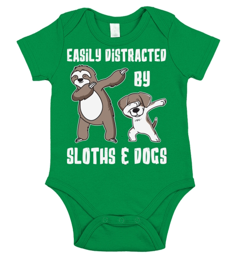 Easily distracted by sloths & dogs Short Sleeve Baby One-Piece