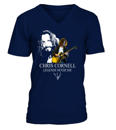 Chris Cornell play guitar legends never die signature V-Neck T-shirt