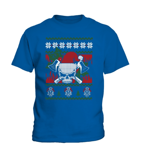 Ugly Christmas Sweater firefighter Kids T-Shirt