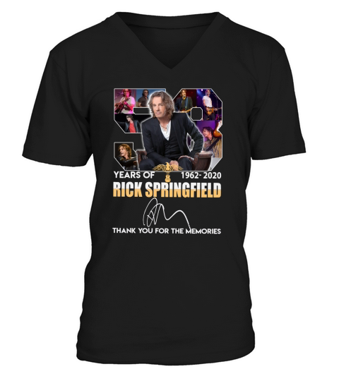 58 Years of Rick Springfield 1962-2020 thank you for memories signature V-Neck T-shirt