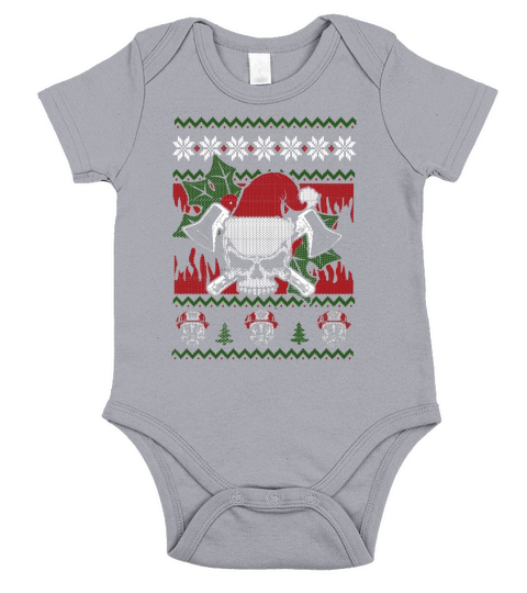 Ugly Christmas Sweater firefighter Short Sleeve Baby One-Piece
