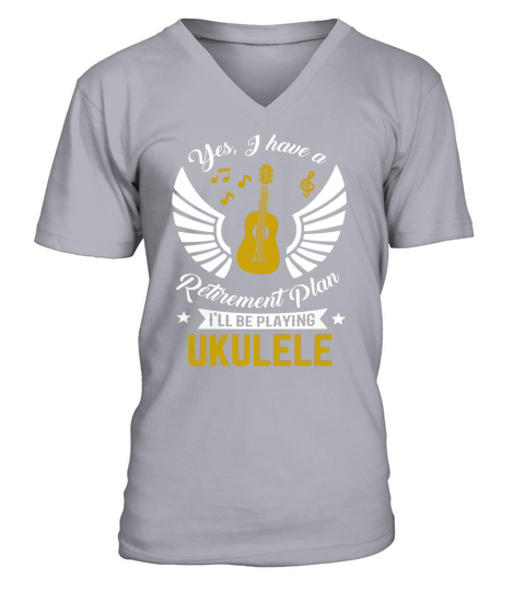 Ukulele T-Shirt Uke Love Shirt Yes, I Have A Retirement Plan V-Neck T-shirt