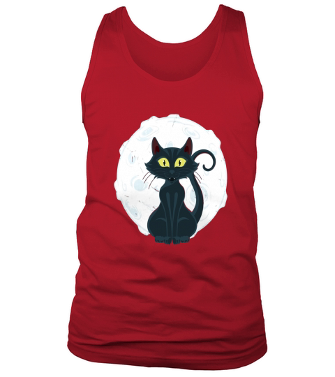 Black Cat Full Moon Halloween Cool T-shirt Tank Top Unisex