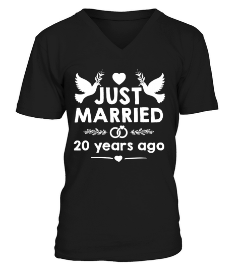 Just Married 20 Years Ago T-shirt Couple Matching V-Neck T-shirt