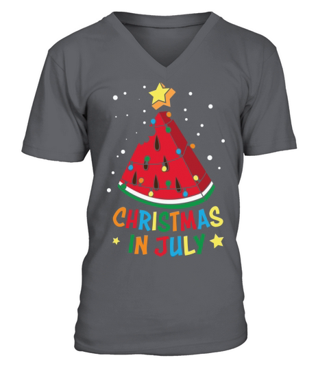 Watermelon Christmas in July Xmas V-Neck T-shirt