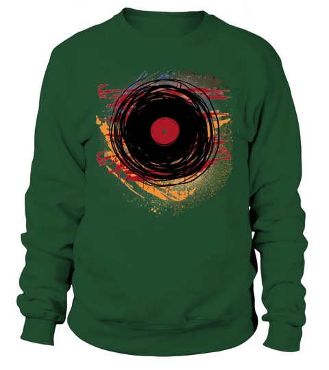 Vinyl Record Grunge Paint and Scratches Music DJ Sweatshirt Unisex