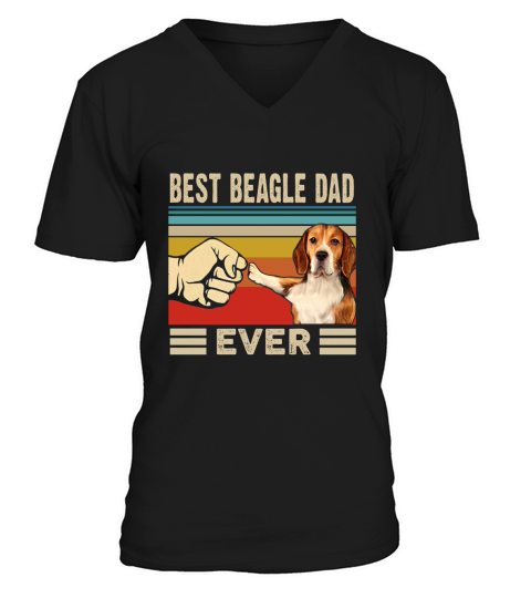 Vintage Best Beagle Dad Ever V-Neck T-shirt