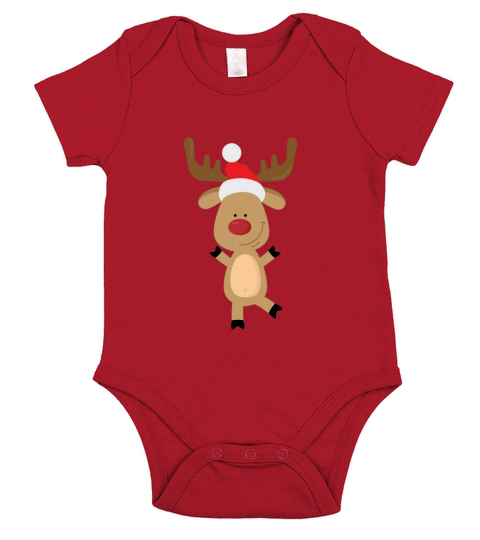 Dancing Rudolph Red Nosed Reindeer Merry Christmas Short Sleeve Baby One-Piece
