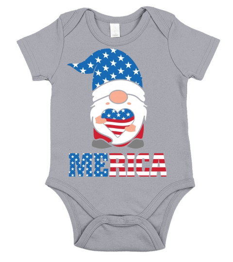 Gnome Heart USA Flag 4th Short Sleeve Baby One-Piece