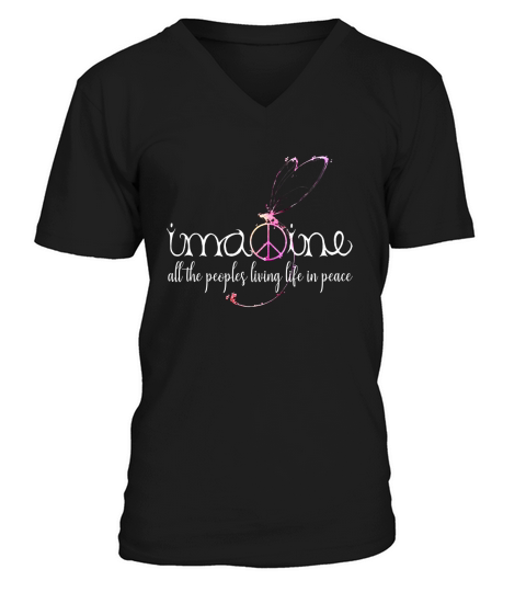 Imagine All The Peoples Living Life In Peace Peace Lovers V-Neck T-shirt