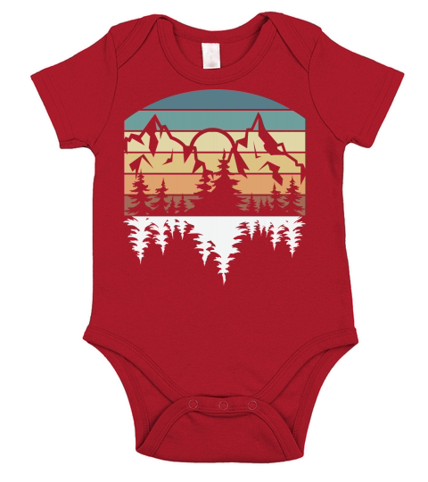 Retro mountains wildlife hiking outdoor Short Sleeve Baby One-Piece