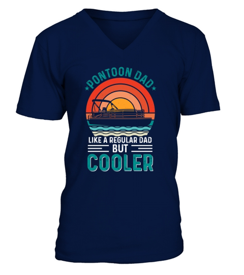 Pontoon Dad Fathers Day T Shirt Design V-Neck T-shirt