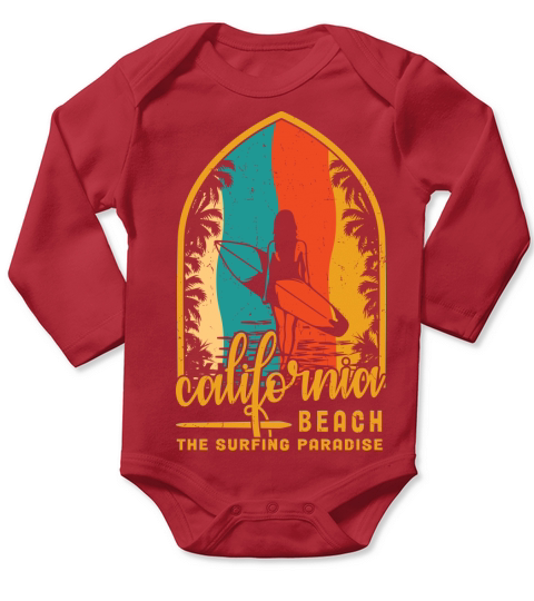 California beach the surfing paradise Long Sleeve Baby One-Piece