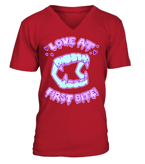 Love At First Bite Pastel Candy Goth Vamp Teeth V-Neck T-shirt