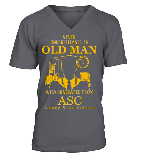 Old Man Who Graduated From ASC- Albany State College V-Neck T-shirt