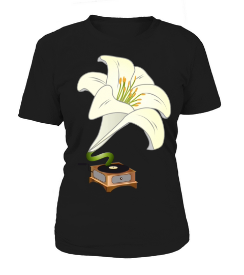 nostalgic lilies flowers blossoms gramophone Women's T-Shirt