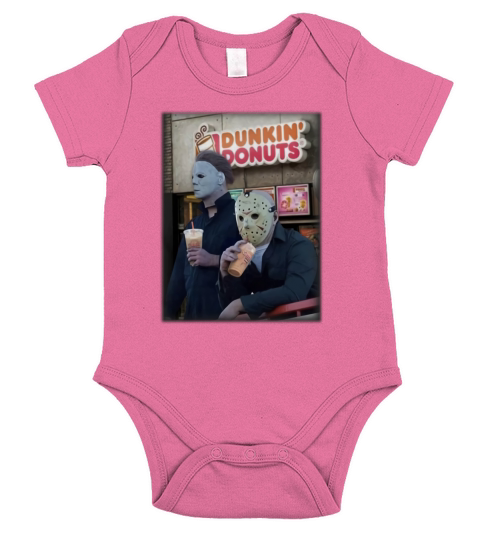 Drink Dunkin’ Donuts Michael Myers And Jason Voorhees shirt Short Sleeve Baby One-Piece