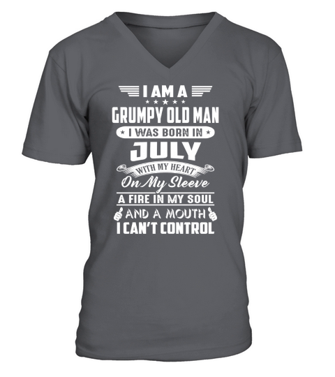 July I Am A Grumpy Old Man I Was Born In July V-Neck T-shirt