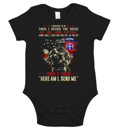 Here Am I Send Me 82 Airborne Voice Short Sleeve Baby One-Piece