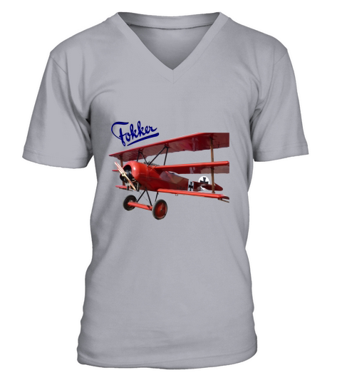 Aircraft Fokker D3 Triplane WW1 Red Baron shirt V-Neck T-shirt