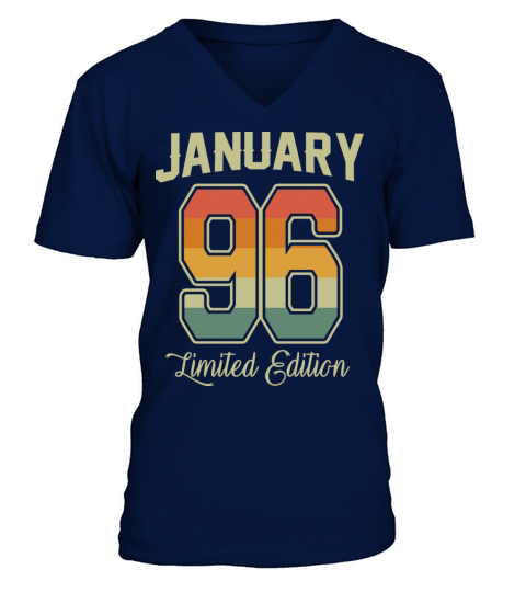 Vintage 25th Birthday January 1996 Sports Gift V-Neck T-shirt